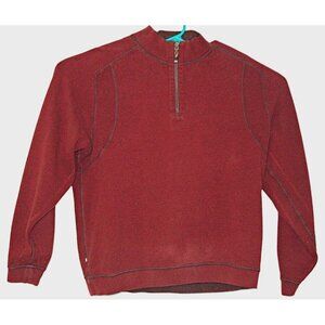 Tommy Bahama Mens Wine Red Relax Quarter Zip Pullover Long Sleeve Sweater
